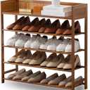 Shoe Rack Organizer, 5 Tier Bamboo Shoe Rack for Entryway, Front Door for Entryway,Closet and Bedroom Storage, Shoe ShelfBrown