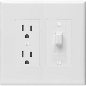 TayMac 2772W MASQUE REVIVE White 2-Gang Duplex and Toggle Cover-up Wall Plate, Decorator Electrical Outlet Cover Replaces Old and Discolored Wall Plate