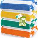 Utopia Towels Pack of 4 Cabana Beach Towels, Oversized 30 x 60 Inches Cotton Beach Towel Set, Smooth Ring Spun Texture for Pool and Swim Days, Modern Striped Design Bath Towels