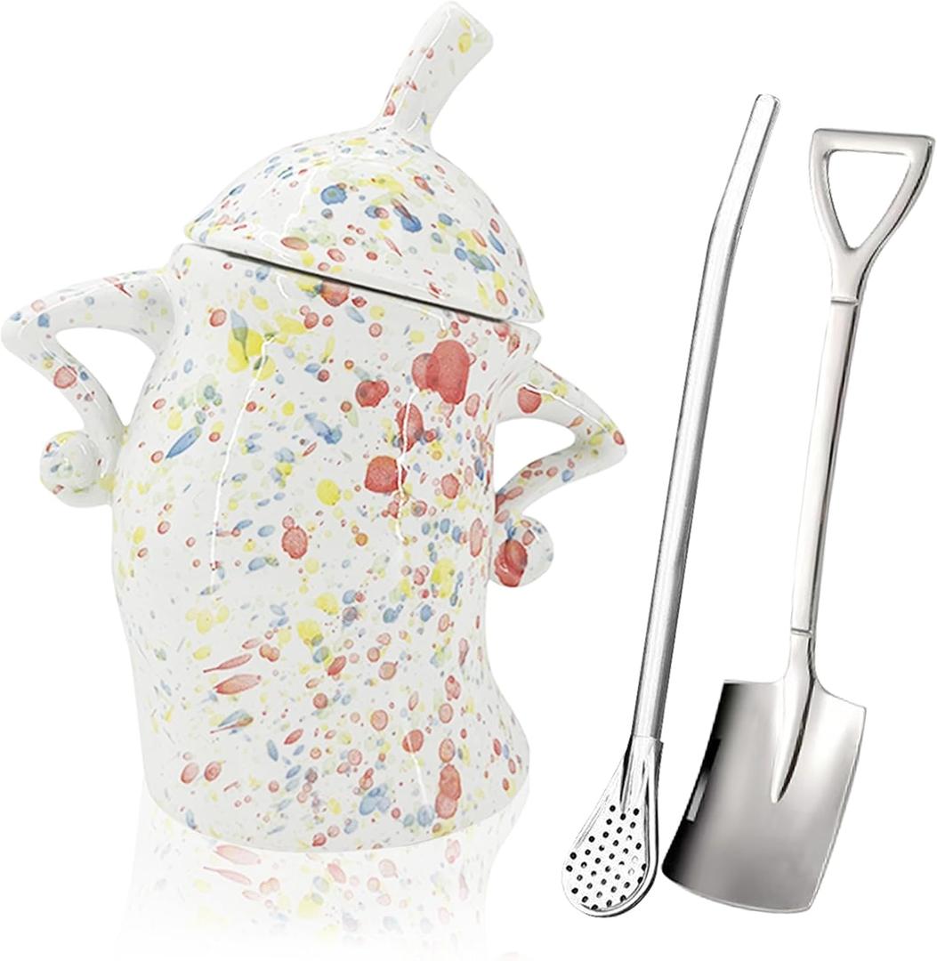 Ceramic Canister with Attitude 28oz, Spice Jars with Airtight Seal Lid for Food Storage, Colorful Decorative Kitchen Container for Coffee Beans, Tea, Sugar, Salts, Spice and More (800ml)