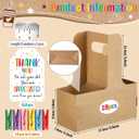 AmazingSpark 18 Set Teacher Appreciation Gifts Thank You 2 Cup Drink Carrier with Handle Kraft Paperboard Cup Holder with Clips Labels for Teacher Back to School Birthday Gifts(Thank You)