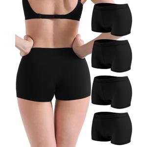 Women's Boyshorts Underwear Cotton, Full Coverage Panties, Womens Boyshort Boxer Briefs Breathable for Women 4 Pack, M 