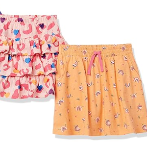 Amazon Essentials Girls and Toddlers' Knitted Ruffle Scooter Skirts with Elastic Waist and Built in Shorts (Previously Spotted Zebra),2 Pack