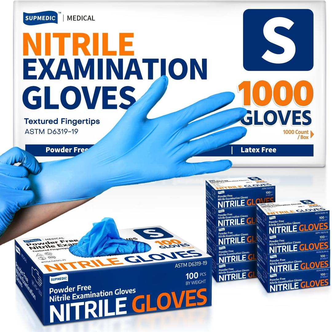 Medical Soft Max Nitrile Exam Gloves, 1000 Pcs Latex-Free Powder-Free Food Safe Cleaning Cooking Disposable Glove, Blue (Small 1000)