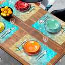 Giwawa Ocean Starfish Placemats Set of 4, Nautical Seashell Coral Coastal Linen Table Place Mats for Kitchen Dining Summer Aquatic Life Decoration, Non-Slip Heat-Resistant Washable, 12" x 18"