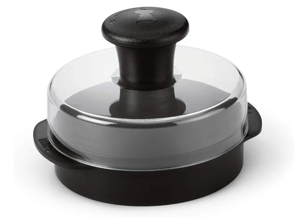 Weber Original Burger Press, Black – Creates Perfect Flat 1/4 lb & 1/2 lb Patties with Built‑in Dimple, Detachable Handle & Nylon Grip