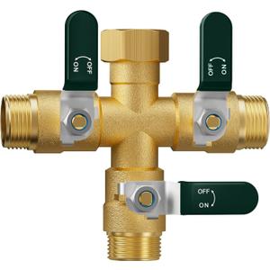 EBH Garden Hose Splitter 3 Way, Heavy Duty Solid Brass Hose Splitter with Shutoff Valves, Water Spigot Splitter With 304 Stainless Steel Handle, Full Flow Outdoor Faucet Splitter, 3/4" GHT Thread