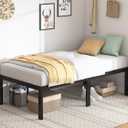 QEROMY Twin XL Bed Frames - 18 in Sturdy Platform Bed Frame Twin XL, Heavy Duty Metal Bed Frame No Box Spring Needed, Quick & Easy Assembly, No Noise, Black