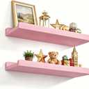 Love-KANKEI Floating Shelves Wall Mounted Set of 2, 17 Inch Rustic Wood Wall Shelves for Storage, Bedroom Living Room Bathroom Kitchen Office and More Pink