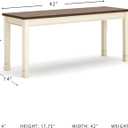 Signature Design by Ashley Whitesburg Cottage Rectangular Dining Bench, Brown & Antique White, 42"W x 14"D 18"H