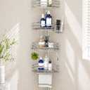 SEIRIONE Corner Shower Caddy Tension Pole, Quick Setup, Rust-Free Bathroom Shower Organizer Corner for Bathtub Shampoo Storage, 4-Tier Adjustable Shelf, Drill Free, Fits 34 to 116 Inch Height, Silver