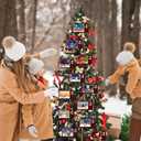 2 x Christmas Tree Ornaments Traditional Christmas Santa Scene TV Hanging Ornaments Xmas Vintage TV Wooden Cutouts Hanging Signs for Xmas Tree Winter Holiday Party Indoor Outdoor Decorations Supplies