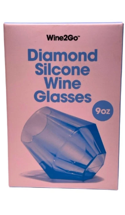 Wine2Go Diamond Silicone Wine Glasses 9oz