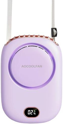 AOCOOLFAN Portable Neck Fan, Mini Small Personal Handheld Fan USB Rechargeable 3 Speed for Girls Boys Woman Eyelash Travel Home Office Outdoor (purple)