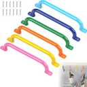 17.1 Inch Playground Handles Metal Monkey Bars Indoor Outdoor Swing Set Accessories Grab Handle Playset Hand Grips for Playhouse, Treehouse, Jungle Gym, Climbing Frame (6 Pack, 6 Colors)