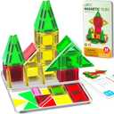 SKTMYY Mini Magnetic Tiles,Travel Magnetic Tiles with Metal Box,Car Airplane Travel Essentials for Kids Ages 3+,Creative Magnet STEM Toys Birthday Gift for Boys & Girls