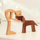 Pawfect House Wooden Pet Carvings, Whimsical Statues Home Decor, Handmade Man and Dog Figurines, Dogs Statue Home Decor, Christmas Shelf Decor, Birthday Gifts for Men, Dog Dad, Pet Lovers