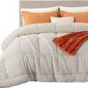Bedsure Comforter Duvet Insert - Quilted Comforters Oversized King Size, All Season Duvet, GentleSoft Down Alternative Bedding, with 8 Tabs, Gifts for Women/Men, Linen, Oversized King 116 x 98 Inches