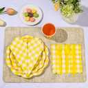 175 Pcs Yellow Gingham Plates and Napkins Party Supplies-Yellow and White Scalloped Paper Plates Disposable Plaid Cocktail Napkin Checkered Dinner Party Set for Wedding Baby ShowerServe 25 Guest