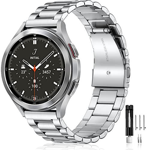 Lerobo Band Compatible with Samsung Watch 7 6 5 4 40mm 44mm Band/Galaxy Watch 4 6 Classic 42mm 46mm 43mm 47mm/Galaxy Watch 5 Pro 45m, 20mm Stainless Steel Metal Replacement for Men Women