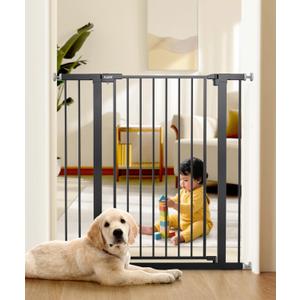36" Extra Tall Baby Gate for Stairs, 29.5-40.5" Wide Dog Gate for Doorways, Walk Thru Auto Close Metal Pet Gate for The House, Stairs and Doorways, Child Gate Pressure Mounted Dog Gate Indoor - Black