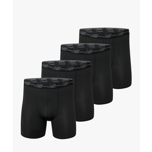 New Balance Men's 5" Performance No Fly Boxer Brief Underwear (4 Pack), Black/Black/Black/Black, XX-Large