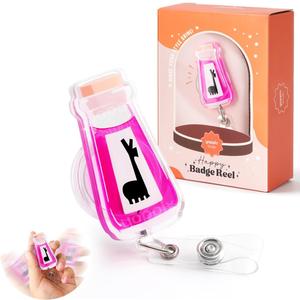 Llama Potion Liquid-Filled Badge Reel, Shaker Funny Badge Reel Retractable for Nurses RN EN Doctor Paramedic Phlebotomist Medical