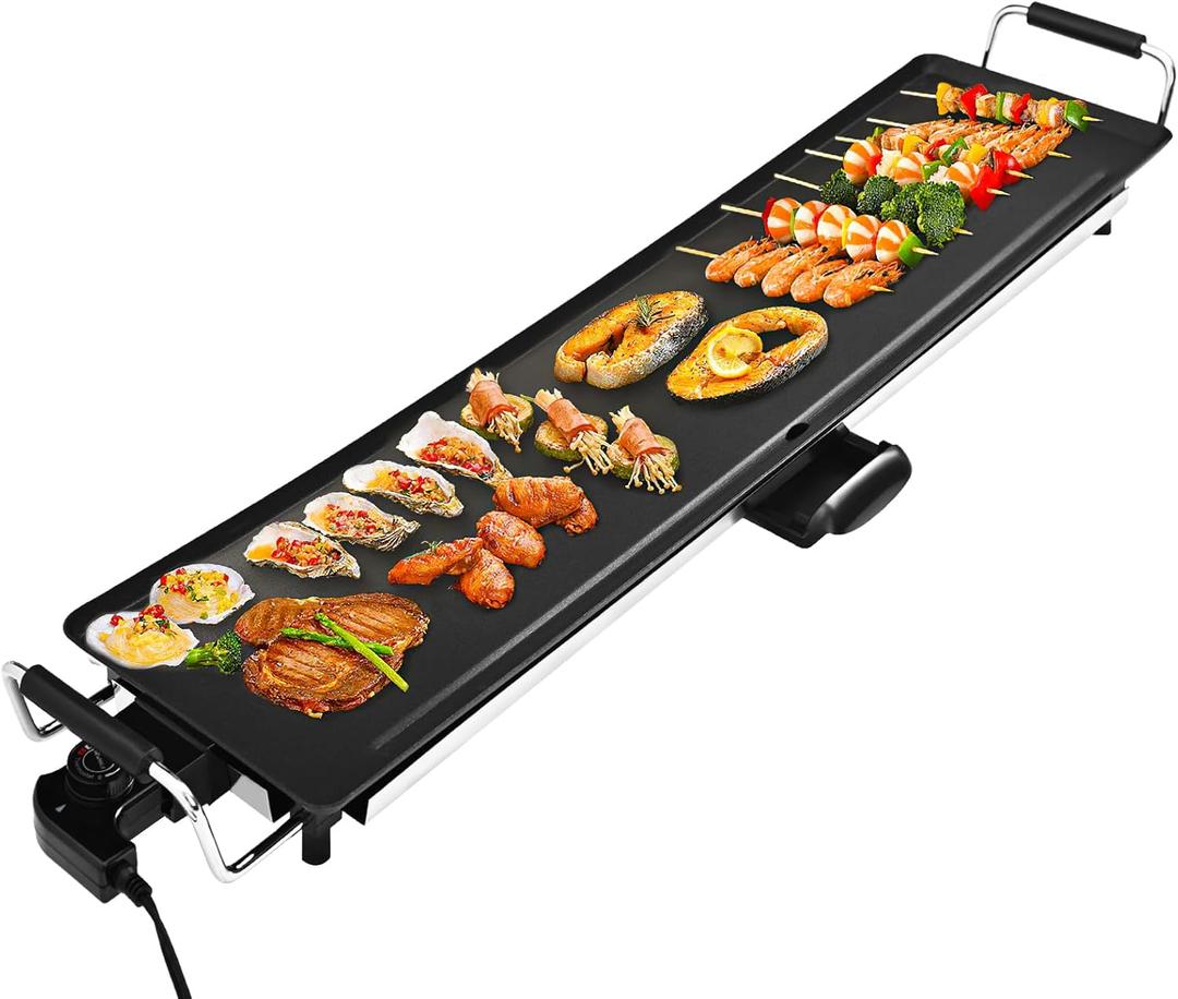 AEWHALE Electric Nonstick Extra Larger Griddle Grill-35" Teppanyaki Grill BBQ with Adjustable Temperature &Insulated Handles for Indoor/Outdoor