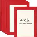uxcell 4 x 6 Cardboard Picture Frame, 6pcs Red with Texture Photo Wall Display Paper Frame with Clear Film for Children's Drawing Artwork Display Gallery Wall Frame Exhibition