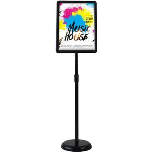 HUAZI Sign Stand Holder Adjustable Sign Holder Standing Floor Poster Stand for 8.5x11 inches,Both Vertical & Horizontal View Displayed,Snap-Open Frame with Round Safety Corner for School Church Business Show,Black