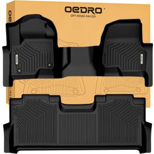 OEDRO Floor Mats Fits for 2017-2025 Ford F-250/F-350 Super Duty Crew Cab with 1st Row Bench Seat, with Factory Storage Box, Custom Fit Black TPE All-Weather Protection Floor Liners
