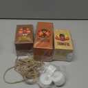 Thanksgiving Candle Holders Decorations, 3 PCS Wooden Tea Light Holders with LED Tea Lights & 3D Carving Craft, Rustic Candle Centerpieces for Home, Table, Office, Tiered Tray Fall Table Decor