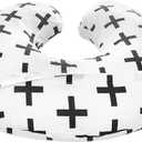 Premium Quality 2 Pack Nursing Pillow Covers by Mila Millie - Nordic Swiss Black & White Cross Unisex Design Slipcovers - 100% Cotton Hypoallergenic (Black & White)