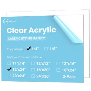 CALPALMY (2-Pack) 12x24 Inch Clear Acrylic Sheet - 1/4 Inch Thick Acrylic Plexiglass Panel for Laser Cutting, DIY Crafts, Signage, and Engraving Projects