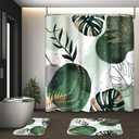 Sage Green Boho Shower Curtain Set with Toilet Lid Cover and Non-Slip Rugs, Mid Century Plant Abstract Olive 4 Pcs Modern Shower Curtain for Bathroom Set with 12 Hooks, Mid Century 1, 

Size: The boho shower curtain 72 "Lx72" W, thickened bathroom mat 29.5 "Lx17.7" W, o-toilet cover: 17.5 "Lx" 14.6 "W, U-shaped carpet: 17.7" Lx15.7 "wide.