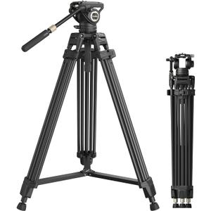 SmallRig Heavy-Duty Carbon Fiber Tripod with FreeSpeed One-Step Height Adjust, 75" Tall, Fluid Head, Dual-Mode QR Plate for DJI/MFT, Load up to 17lbs, Professional Video Tripod for Camera AD-80S