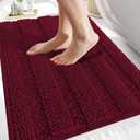 OLANLY Thick Bathroom Rugs 30x20, Extra Soft Absorbent Chenille Striped Bath Rugs, Rubber Backing, Machine Wash Dry, Bath Mats for Bathroom Floor, Tub and Shower, Home Decor Accessories, Burgundy