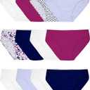 Fruit of the Loom Women's Eversoft Cotton Underwear Multipacks, Tag Free & Breathable, (5 Bikini - Pink/Navy/White)