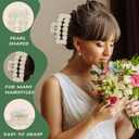 Bridesmaid Proposal Gift Set of 6 Bridesmaid Gifts Pearl Bride Hair Clips with Green Hair Ties, Bridal Shower Wedding Bachelorette Party Favors Gifts (Green)