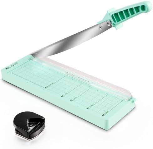 MAKEASY Paper Cutter 12 Inch, Guillotine Paper Cutter with 8 Sheet Capacity, Heavy Duty Paper Cutter for Cardstock, Paper Trimmer for Crafting, Classroom and Office, Green