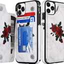 LETO for iPhone 11 Pro Max Case,Leather Wallet Case Flip Folio Cover with Fashionable Flower Designs for Girls Women,Card Slots,Protective Phone Case for iPhone 11 Pro Max 6.5" Roses and Marlbe