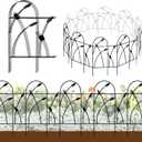 Thealyn Metal Decorative Garden Fence Border, 32 in.H x 19.5 in.W (10 Panels, Total Length 16 feet) No Dig Fence Rustproof Wrought Iron Landscape Fencing for Flower Bed, Trees, Black
