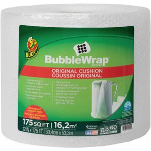 Duck Brand Bubble Wrap Roll, 3/16" Original Bubble Cushioning, 12" x 175', Perforated Every 12" (1053440), Clear