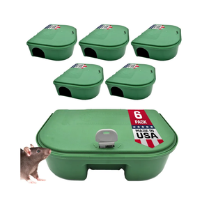 Exterminators Choice - 6 Pack Rat Bait Station Boxes with 1 Key - Heavy Duty Mouse Trap Poison Holder - Great for Catching Rats and Mice - Pest Control - Durable and Discreet