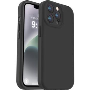 Vooii Compatible with iPhone 13 Pro Case, Liquid Silicone Upgrade [Camera Protection] [Soft Anti-Scratch Microfiber Lining] Shockproof Phone Case for iPhone 13 Pro 6.1 inch - Black