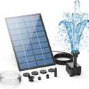 AMZtime Solar Fountain Pump with Separate Solar Panel, 2.5W Solar Water Pump with 6 Nozzles and 10ft Cable, Outdoor DIY Solar Powered Water Fountain for Bird Bath, Garden, Fish Tank, Pond, Patio