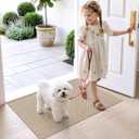 DEXI Thin Door Mat Indoor Entrance 24x36, Non Slip Entryway Mat, Beige