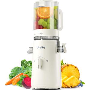 Juicer Machines, 2-in-1 Cold Press Juicer for Juice & Sorbet, suit for Vegetable and Fruit with 5-Inch Wide Chute, Powerful Masticating/High-Yield High Nutrients/Rev Mode/Easier Clean (White)