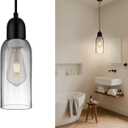 Modern Pendant Light, Smoked Gray Glass Cylinder Pendant Light Fixture with Matte Black Finish, Adjustable 48" Cord Hanging Lamp for Kitchen Island, Sink, Bar, Dining Room, Farmhouse, E26 Base