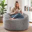YuppieLife Large Foam Filled Bean Bag Chairs for Kids Teenagers Adults Living Room Gaming Relaxing 4F Machine Washable Lazy SofaSilver Grey